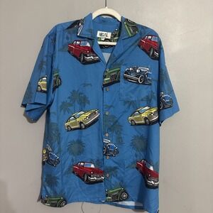 Uzzi Amphibious Gear Men's Short Sleeve Blue Shirt Printed Cars Size Med